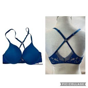 Dark Blue La Senza Obsession Padded Bra CrissCross Back Size 32C